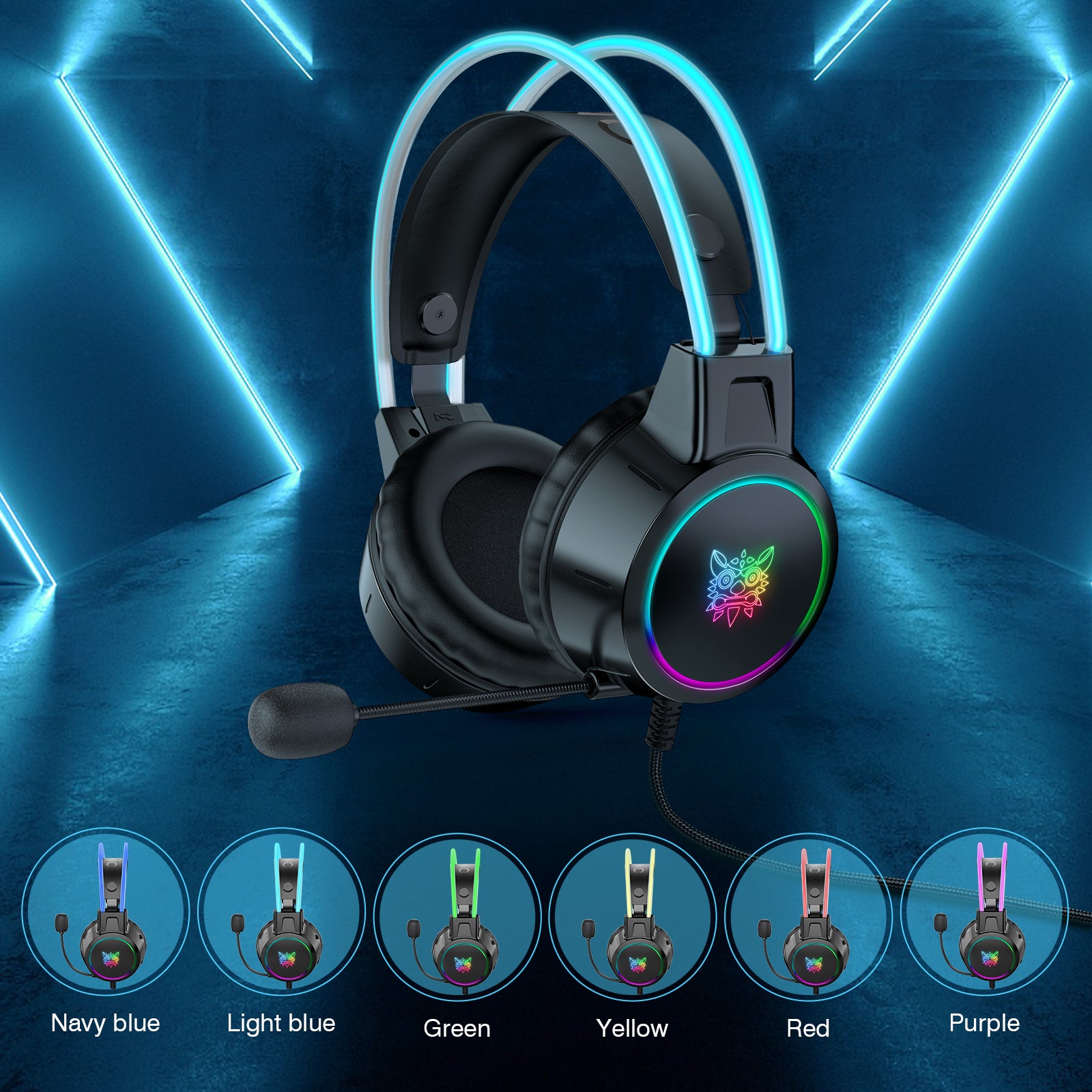 ONIKUMA X15 Pro Gaming Headset 3.5mm Wired Headset Surround Sound Gaming Headphone with RGB Lighting Effect ONIKUMA X15 Pro Gaming Headset 3.5mm Wired Headset Surround Sound Gaming Headphone with RGB Lighting Effect